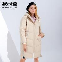 波司登BOSIDENG2018冬季新款女士中长款羽绒服连帽厚款外套女B80141546DS