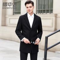 雪中飞毛呢外套男士中长款双面呢子冬天羊毛大衣休闲商务冬季西装