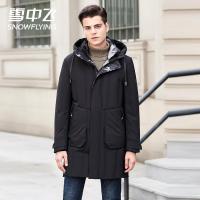 雪中飞羽绒服男中长款连帽2019新款加厚防寒工装户外冬季外套