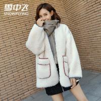 雪中飞毛呢大衣女短款2019冬季新款一体加厚毛绒外套潮