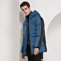雪中飞2019新款男装秋冬时尚撞色连帽宽松显瘦中长款羽绒服男