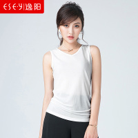 逸阳女裤逸阳春季时尚明亮银丝修身显瘦无袖背心T恤上衣女1039