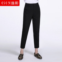 时尚女裤ol九分脚口分叉休闲版西裤直筒裤女2018夏季薄