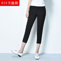 女裤2018春季新款黑色时尚百搭红色显瘦八九分裤子女裤0196ME