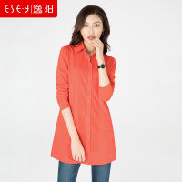 品牌清仓2018春装季休闲百搭修身外套长袖中长衬衫女专柜正品0965