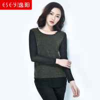 清仓2018春季银丝黑色百搭修身长袖圆领T恤内搭上衣女大码0912