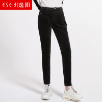 哈伦丝绒灯芯绒休闲裤百搭显瘦2018秋新款女裤子正品包邮