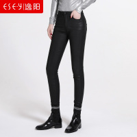 PU涂层小脚紧身显瘦打底裤外穿时尚2018秋新款女裤子百搭潮