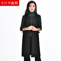 长款气质白领职业羊毛呢子马甲2018秋女新款圆领纯色简约正品1860