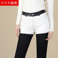 羽绒白鸭绒pu拼接打底三分短裤2018秋冬新款女正品清仓时尚4788X