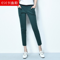 品牌清仓2018春季新款时尚百搭显瘦九分休闲西女裤子彩裤高腰女