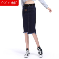 牛仔裙女2018新款不规则半身裙一步裙包臀裙牛仔裙2158