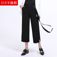 清仓特卖女裤黑色九分八分休闲阔腿裤