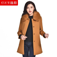 女装2018秋冬新款羊毛呢子中长款大衣毛领保暖上衣外套1247
