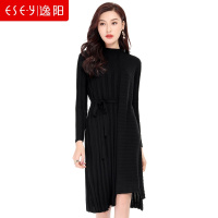 女装2018淑女气质秋冬中长款毛衫圆领打底外穿裙毛衣