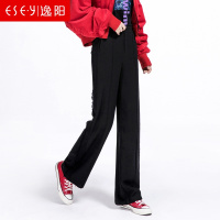 逸阳女裤秋冬新款毛呢直筒裤女韩版高腰宽松阔腿休闲长裤子潮