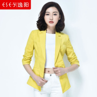 2019春季春装女时尚百搭长袖彩色修身显瘦西装短外套0953