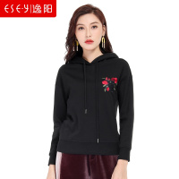 长袖套头连帽刺绣卫衣上衣外穿2019春秋女装时尚百搭70239