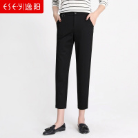 黑色垮裤女2019春季九分休闲小脚女裤哈伦显瘦西裤时尚工作裤