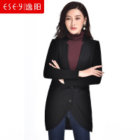 2019春季修身中长款羊毛薄毛呢2粒扣开衫外套上衣女1151