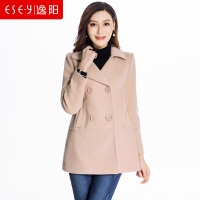 羊毛呢子大衣两粒扣中长款2019春秋女装长袖外穿厚时尚1185