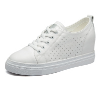 红蜻蜓女鞋夏季新款韩版百搭镂空透气休闲鞋内增高头层牛皮小白鞋