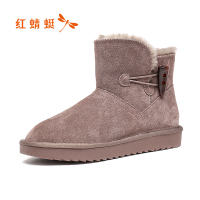 红蜻蜓女鞋冬新款韩版休闲雪地靴加绒加厚保暖短筒靴