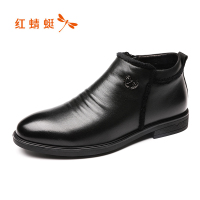 红蜻蜓男鞋冬季新款韩版商务正装高帮皮鞋加绒保暖真皮棉鞋