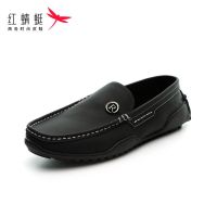 红蜻蜓皮鞋男真皮新款日常商务休闲牛皮软皮软底豆豆鞋驾车懒人鞋