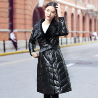 兰奥真皮皮衣女中长款水貂毛领外 海宁真皮羽绒服女