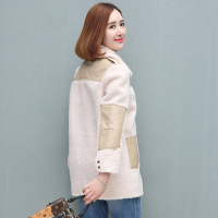 兰奥2018冬季新款中长款毛呢大衣女 海宁韩版直筒型阿尔巴卡外套