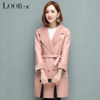 兰奥复合羊毛一体女修身款海宁羊毛皮大衣外套