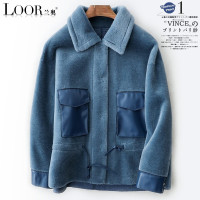 兰奥2019冬季新款羊剪绒大衣女海宁复合羊毛一体简约皮外套短款