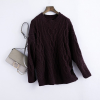 女款时尚圆领宽松针织羊毛羊毛衫