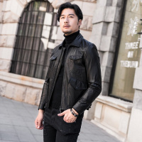 男士商务口袋款真皮绵羊皮单皮外套