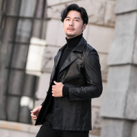 男士商务通勤单排扣真皮绵羊皮单皮大衣
