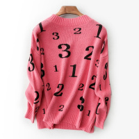 女款通勤时尚直筒短款圆领针织衫