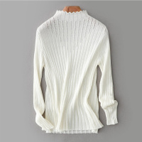 女式修身半高领通勤时尚条纹插肩袖针织衫