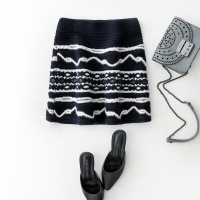 女式潮流时尚修身拼接条纹超短裙