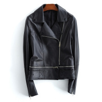女式时尚个性短款绵羊皮真皮外套