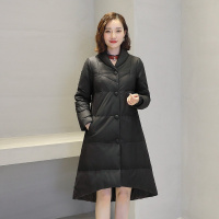 女款时尚立领收腰皮羽绒真皮绵羊皮大衣