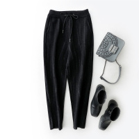 女款时尚通勤条纹松紧长裤