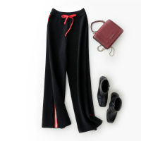 女款休闲通勤条纹松紧长裤