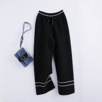 女款简约通勤直筒宽松抽绳长裤