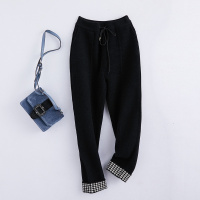 女款简约通勤直筒松紧抽绳长裤