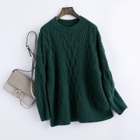 女款时尚圆领宽松针织羊毛羊毛衫