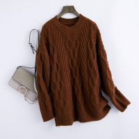 女款时尚圆领宽松针织羊毛羊毛衫