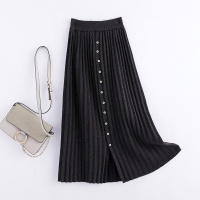 2018秋冬新款女式高腰针织长裙