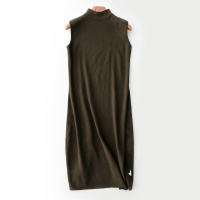 女款时尚潮流长款修身无袖针织衫