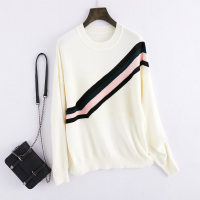 2018秋冬新款女式时尚条纹圆领套头羊毛针织衫